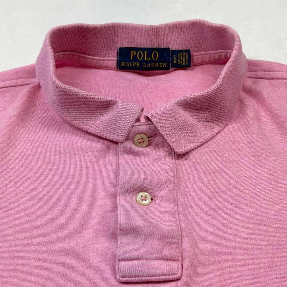 Polo Ralph Lauren Polo Shirt Mens Large Pink Good Heathered Short Sleeve‎ Logo